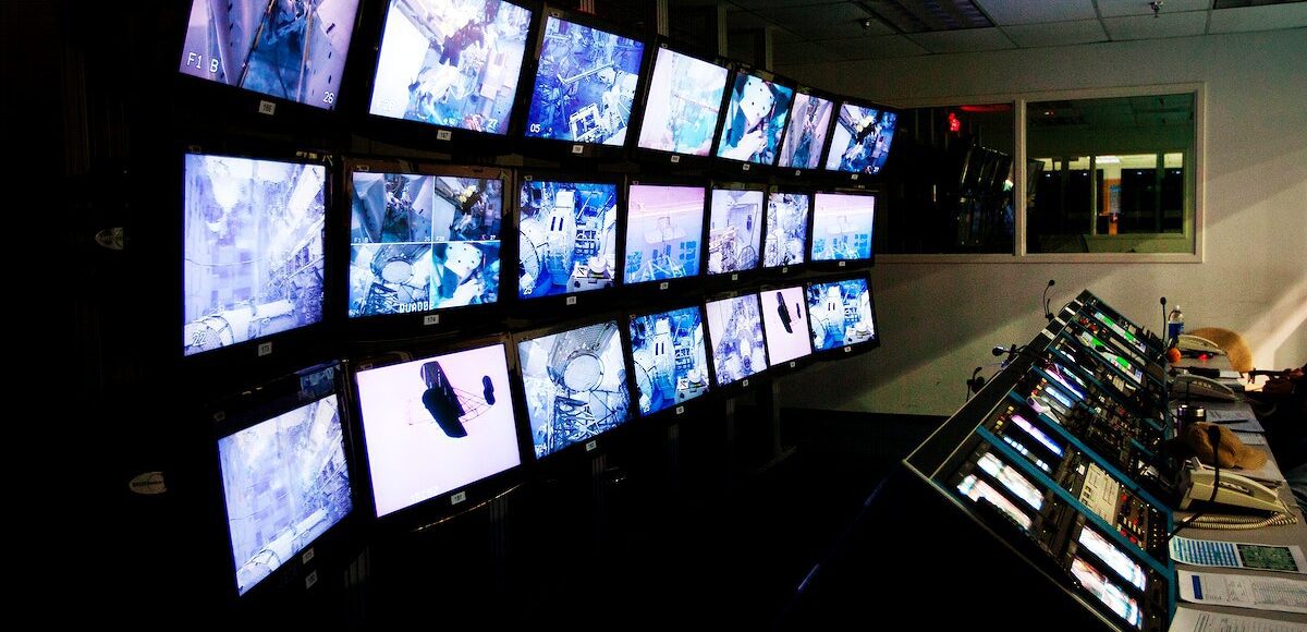 A bank of video screens shows the progress of a simulated space walk as the crew of STS-135 trains in the Neutral Buoyancy Laboratory near the Johnson Space Center on March 10, 2011, in Houston. Original from NASA . Digitally enhanced by rawpixel.