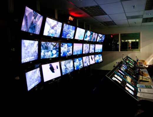 A bank of video screens shows the progress of a simulated space walk as the crew of STS-135 trains in the Neutral Buoyancy Laboratory near the Johnson Space Center on March 10, 2011, in Houston. Original from NASA . Digitally enhanced by rawpixel.