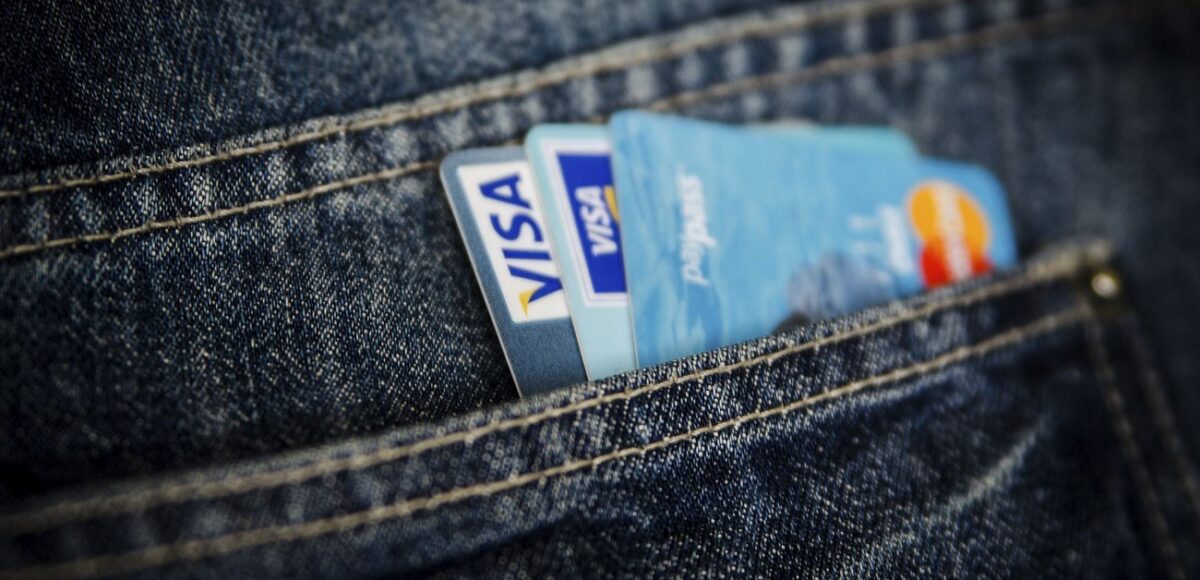 Visa credit cards in jeans