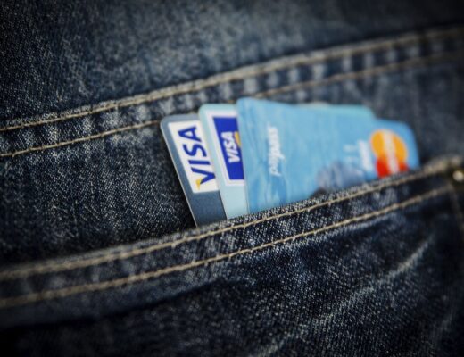 Visa credit cards in jeans