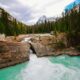 river surrounded by green pine trees