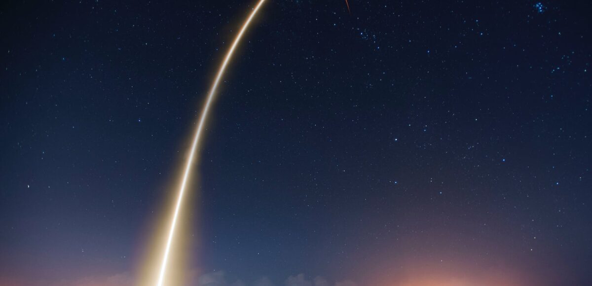 rocket launch liftoff long exposure