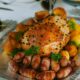 roasted meat on the table at a christmas dinner