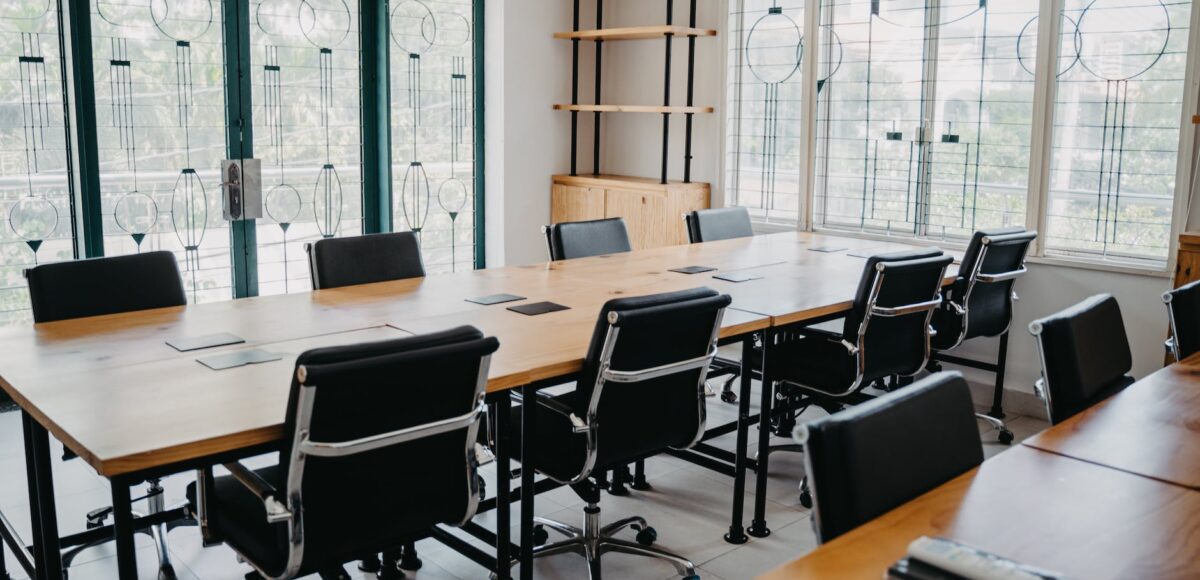 black chairs and brown wooden tables