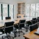 black chairs and brown wooden tables