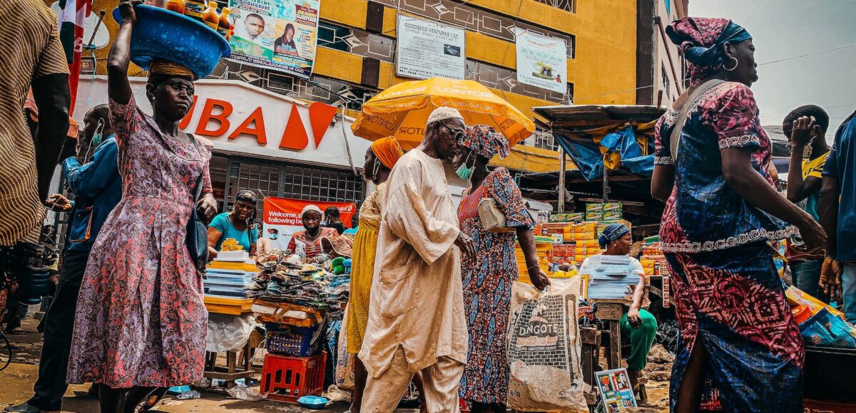 people walking in the market place