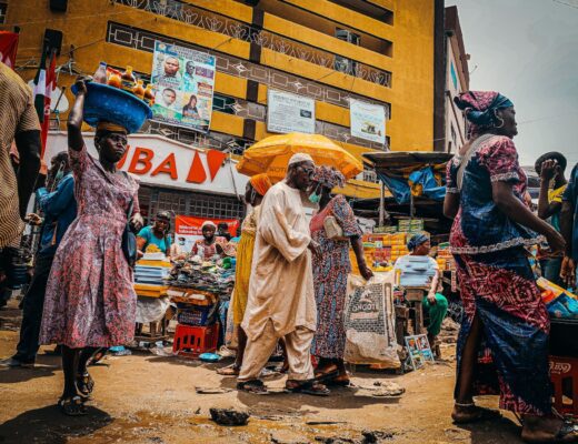 people walking in the market place