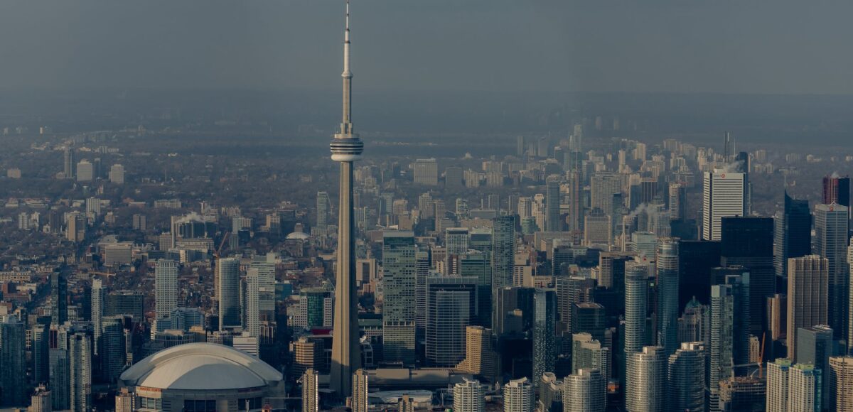 cityscape of megapolis with skyscrapers and tall tower